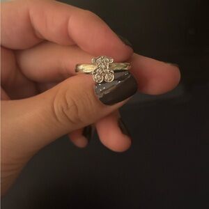Silver and 18k gold teddy bear ring